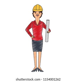 woman engineer cartoon scribble