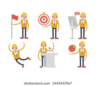 woman engineer characters set vector illustration