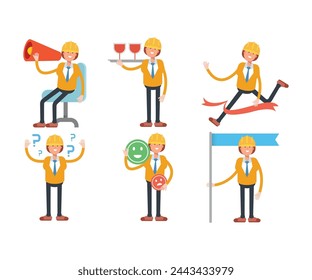woman engineer characters set vector illustration