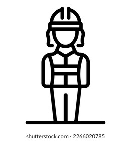 Vector de contorno de icono de ingeniero femenino. Trabajadora. Trabajo profesional