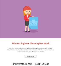 Woman Engineer Showing Her Work Information