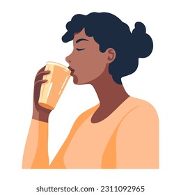 Woman enjoy cappuccino, smiling with love icon isolated