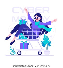 Woman enjoy discounted price on cyber monday