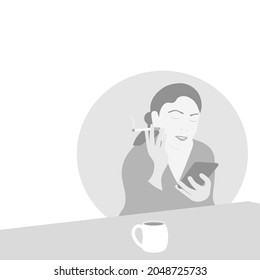 woman enjoying cigarette and coffee