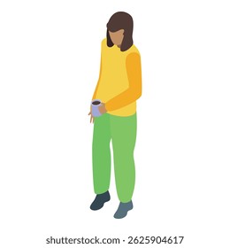Woman enjoying a coffee break, holding a mug filled with hot beverage, taking a moment to relax and recharge