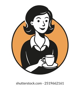 Woman Enjoying Coffee Vector Art.