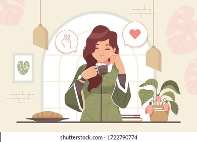 una mujer disfrutando de una taza de café