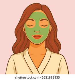 Woman enjoying a facial mask, promoting beauty and relaxation