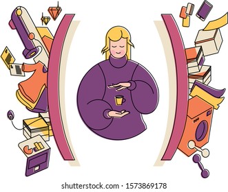 The woman is enjoying her coffee