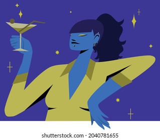 Woman enjoying a Martini at a bar