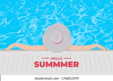 woman enjoying summer in the pool