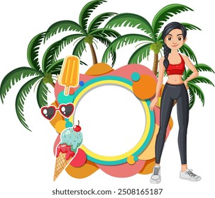 Woman enjoying summer with tropical vibes