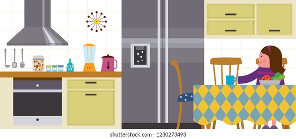 Woman enjoying tea time in the dining room