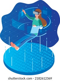A woman enjoying virtual space