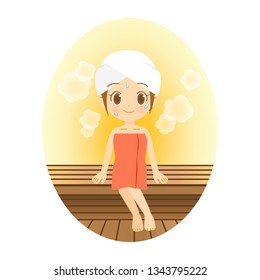 Woman entering the sauna