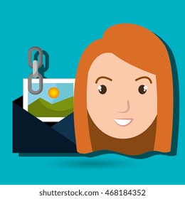 woman envelope links photo vector illustration graphic