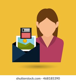 woman envelope links photo vector illustration graphic