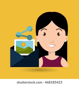 woman envelope share photo vector illustration graphic