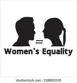 Woman equality day creative modern black and white T-shirt design 2022. Man and woman equality day black t-shirt design. Woman equality creative day black t-shirt design. 