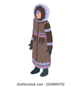 Woman eskimo icon isometric vector. Nature of alaska. North canada