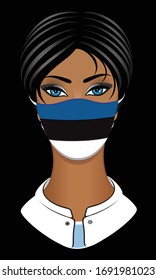 Woman with Estonia flag face mask