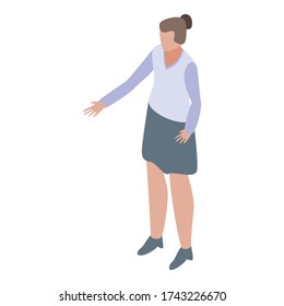 Woman excursion guide icon. Isometric of woman excursion guide vector icon for web design isolated on white background