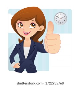 Woman executive showing a thumbs up gesture in the office