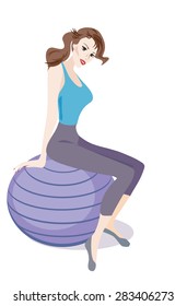 Woman with Exercise Ball in the Fitness Gym 