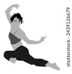 Woman exercises yoga, Yoga pose vector illustration isolated on white background. Young woman morning practice in gym. Ballet girl pose.Work out, warming up, spirit female exercise.