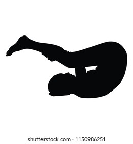 Woman exercises yoga, Yoga pose vector illustration isolated on white background. Young woman morning practice in gym. Ballet girl pose. Physical Education. In healthy body healthy mind.