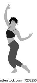 Woman exercises yoga, Yoga pose vector silhouette illustration isolated on white background. 