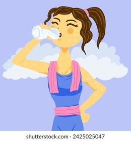 Woman exercising and drinking water