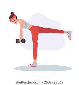 Woman exercising with dumbbells, strength training
