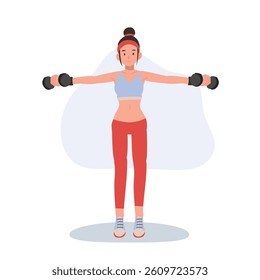 Woman exercising with dumbbells, strength training