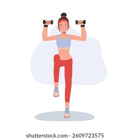 Woman exercising with dumbbells, strength training