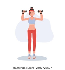 Woman exercising with dumbbells, strength training