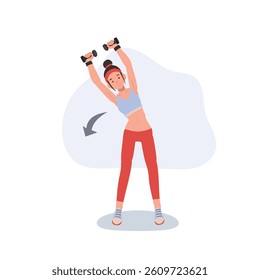 Woman exercising with dumbbells, strength training