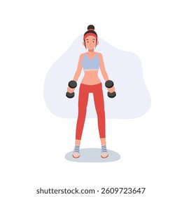 Woman exercising with dumbbells, strength training