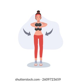 Woman exercising with dumbbells, strength training