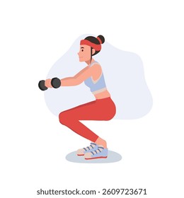 Woman exercising with dumbbells, strength training