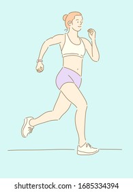 A woman is exercising hard for a healthy life.