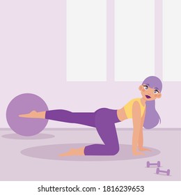 Woman exercising at home. Healthy lifestyle - Vector