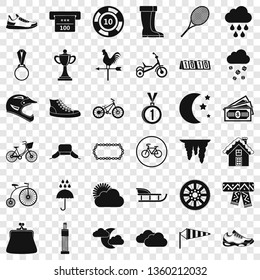 Woman exercising icons set. Simple style of 36 woman exercising vector icons for web for any design