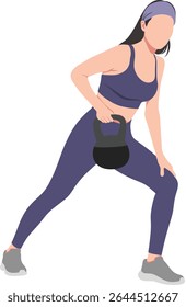 A woman exercising with a kettlebell