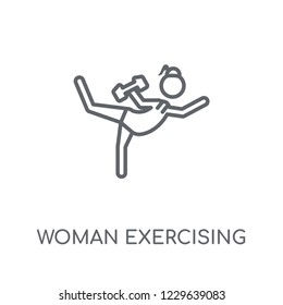 Woman Exercising linear icon. Modern outline Woman Exercising logo concept on white background from Ladies collection. Suitable for use on web apps, mobile apps and print media.