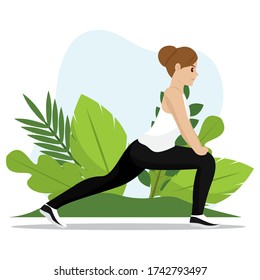 Woman exercising outdoors. Healthy lifestyle - Vector illustration