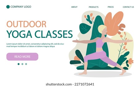 Woman exercising yoga. Concept illustration for healthy lifestyle, sport, exercising. Home page banner