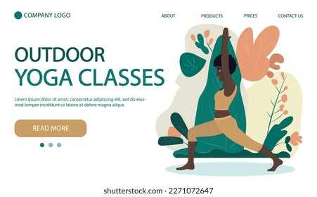 Woman exercising yoga. Concept illustration for healthy lifestyle, sport, exercising. Home page banner