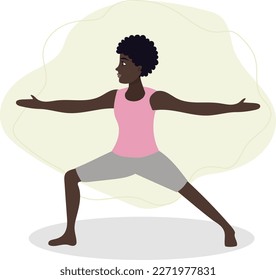 Woman exercising yoga. Illustration in flat cartoon style, concept illustration for healthy lifestyle, sport, exercising.