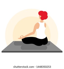 Woman exercising yoga practice in lotus position.